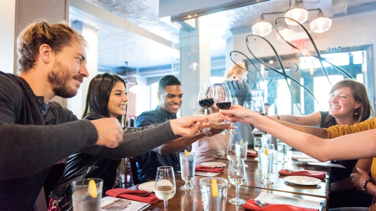 Group toasts on Taste of Halifax food tour