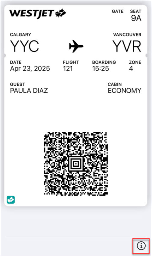 Image of Apple Wallet boarding pass