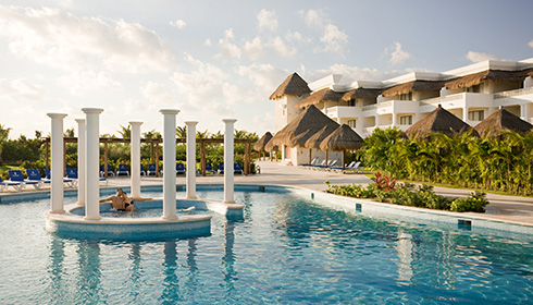 Pool with hotel view