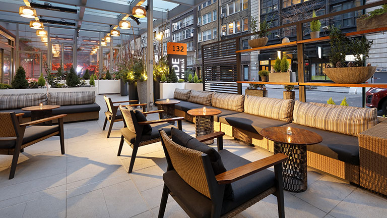 The Wilson - Front Patio at night