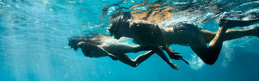 Couple snorkelling in Barbados